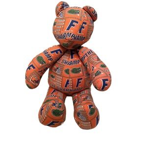 Vintage Florida Gators Fabric Teddy Bear Print Team Orange and Blue Hand Sewing